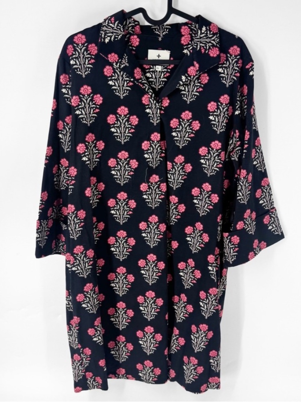 Tuckernuck XL Black Block Print Pattered Dress with pink White Accents